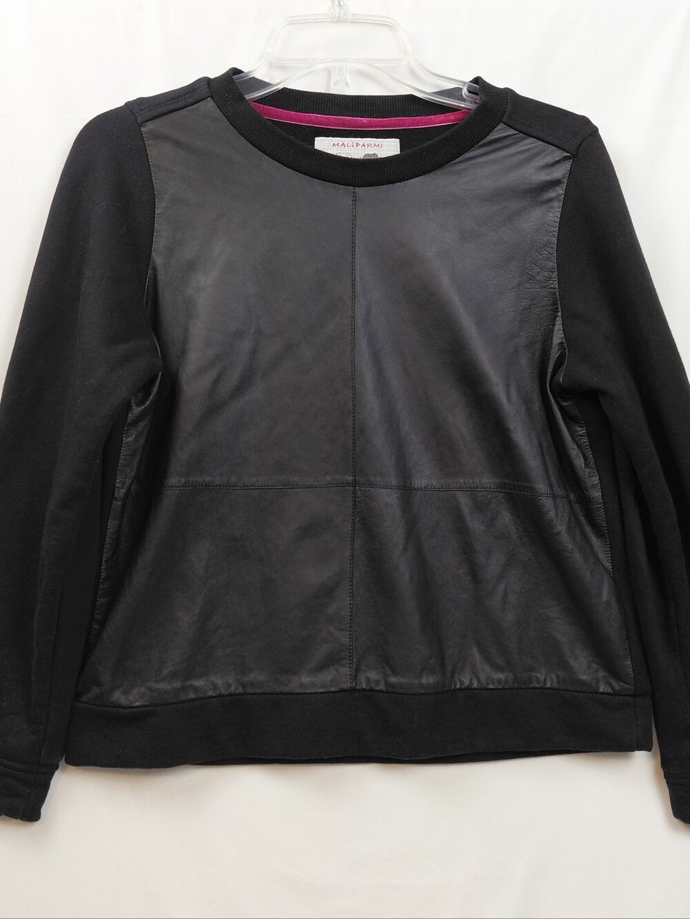 Maliparmi‎ Lambskin Front Black Sweatshirt Women's Size Small